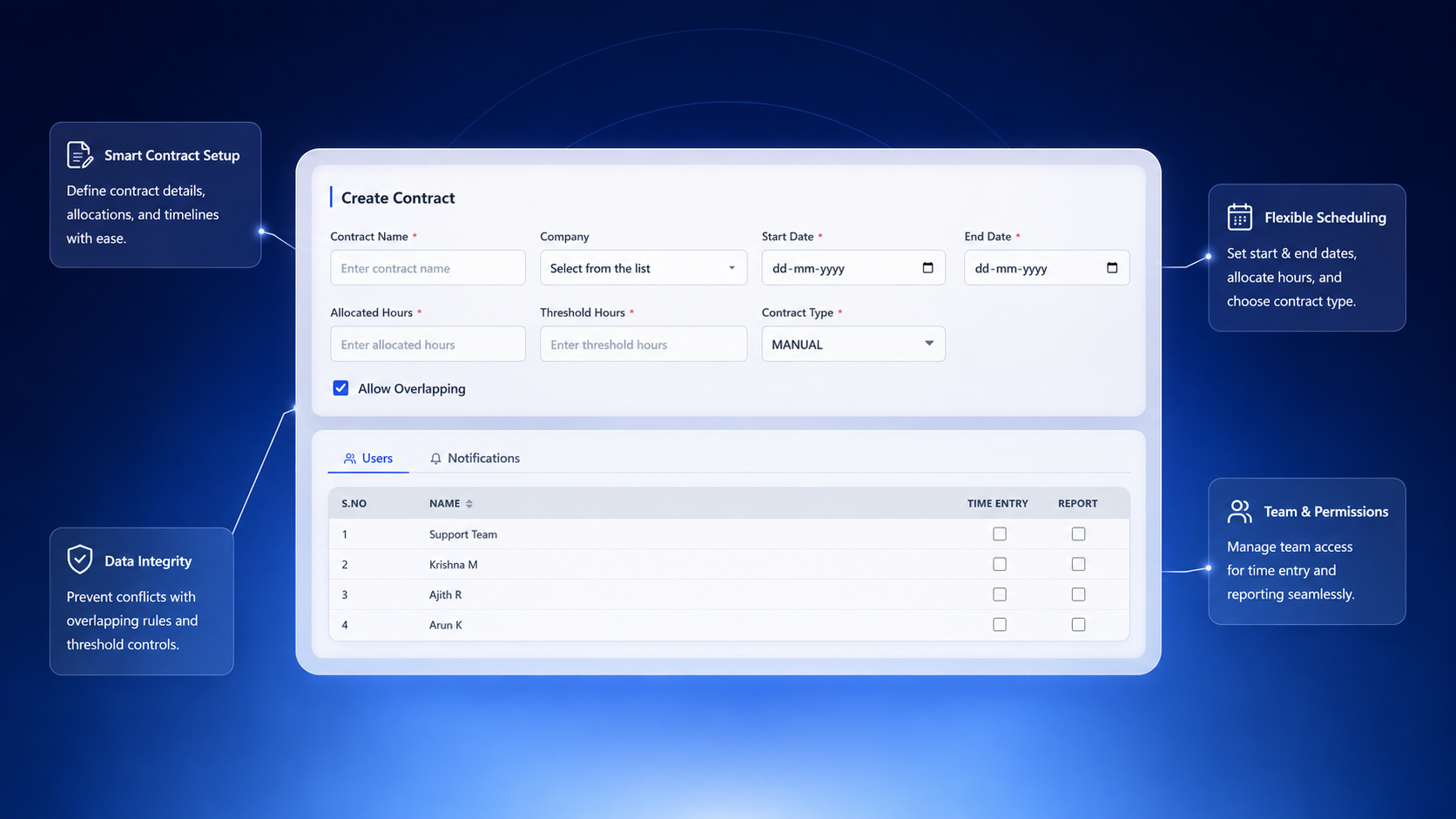 Create Contract form